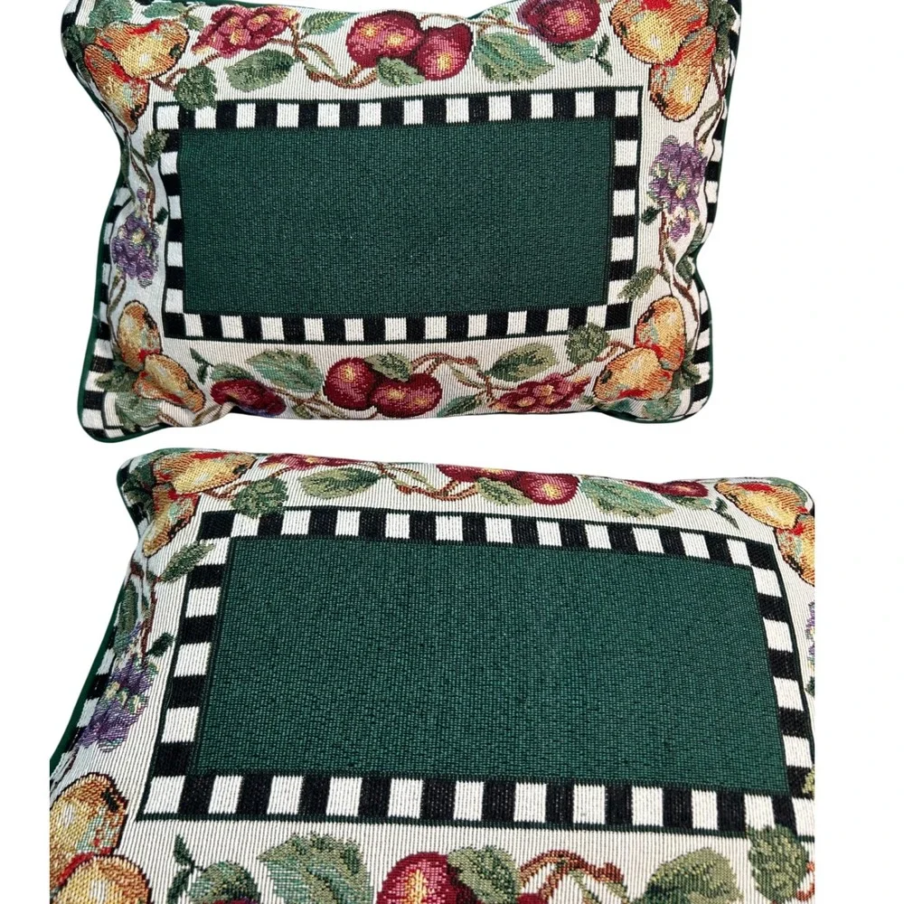 Tapestry Accent Throw Pillows Fruit Floral Fall Decorative Retro Cozy (Pair)  #1